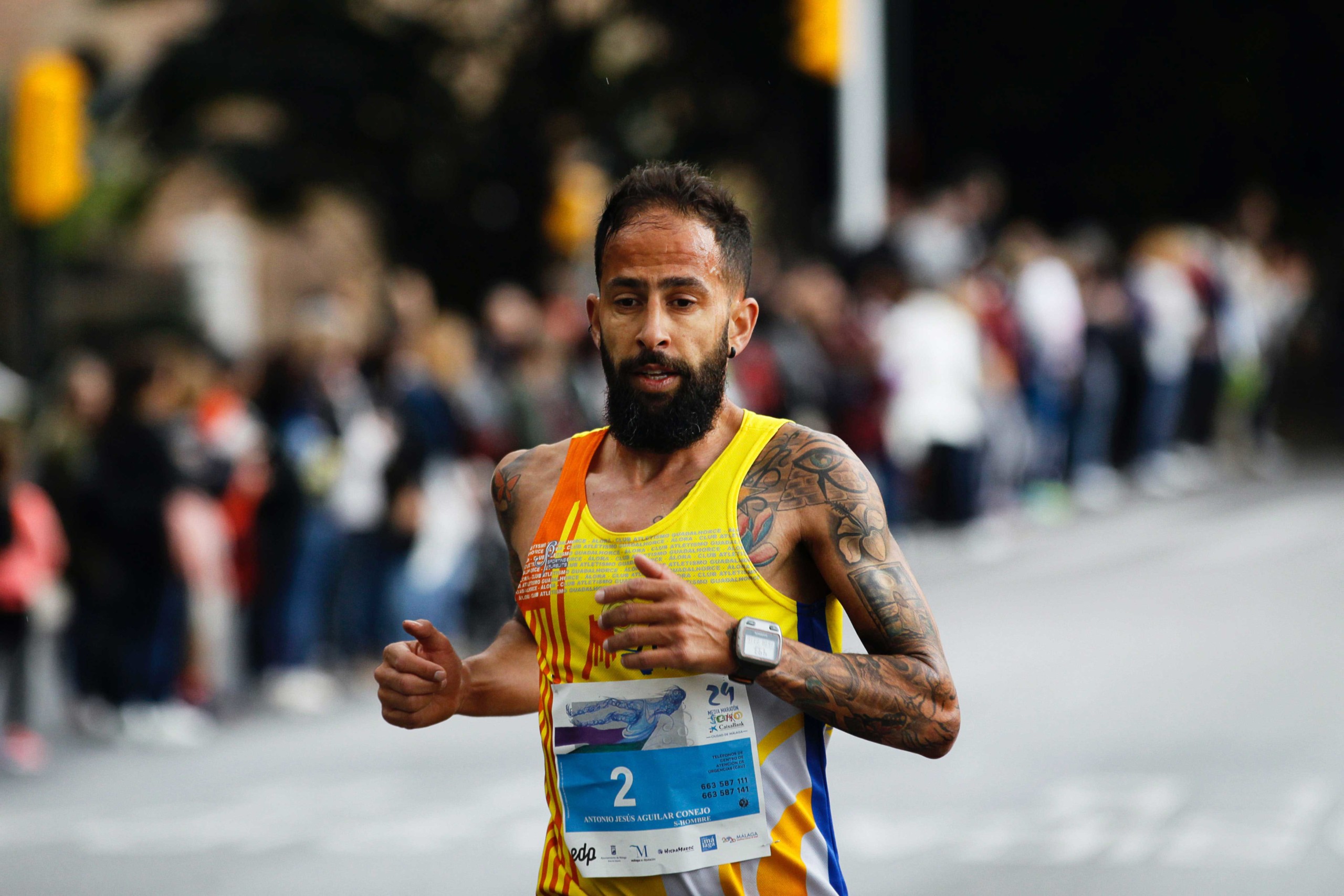 Man running in a running race