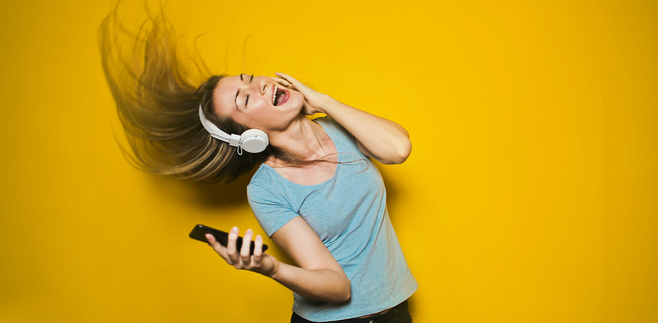 Woman listening to music