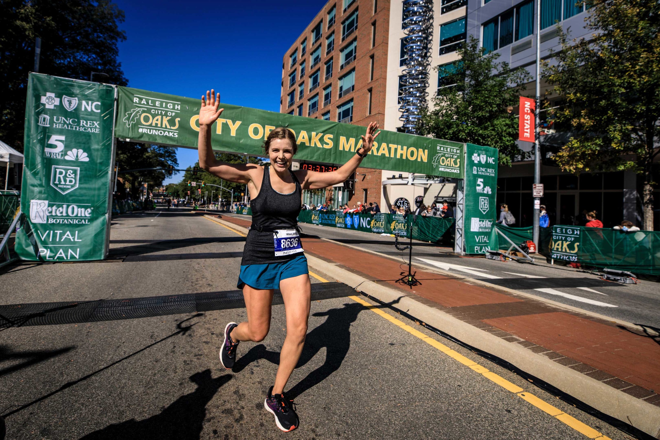 Woman running a marathon 