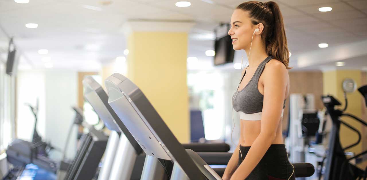 Woman running on treadmill