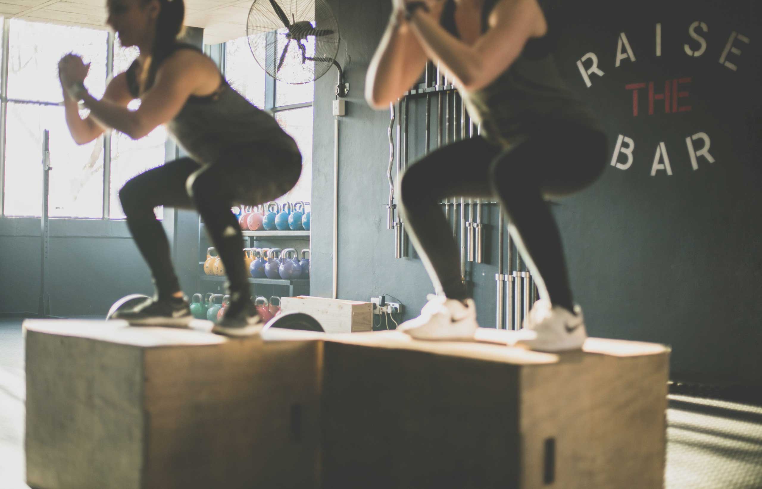 Group of people training in a gym