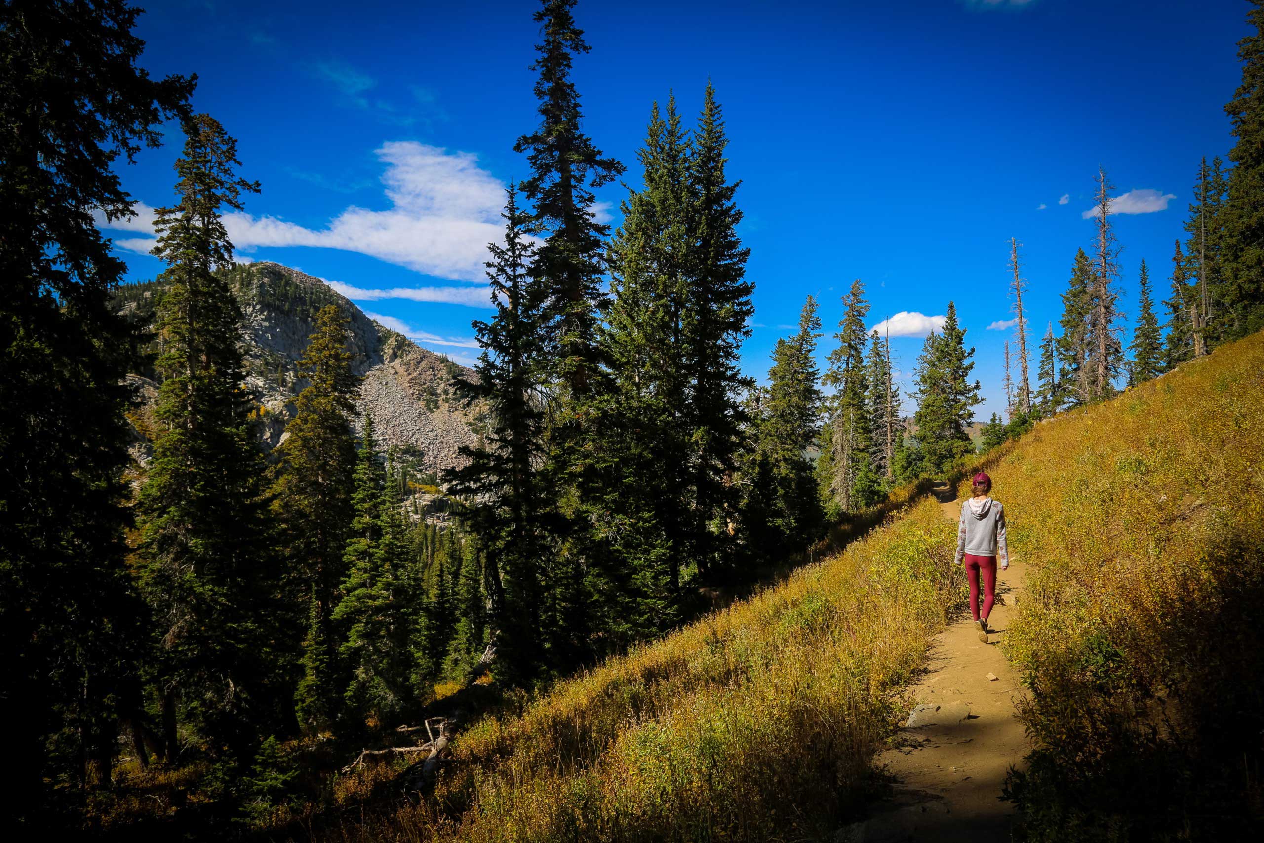 Woman walking on the trails