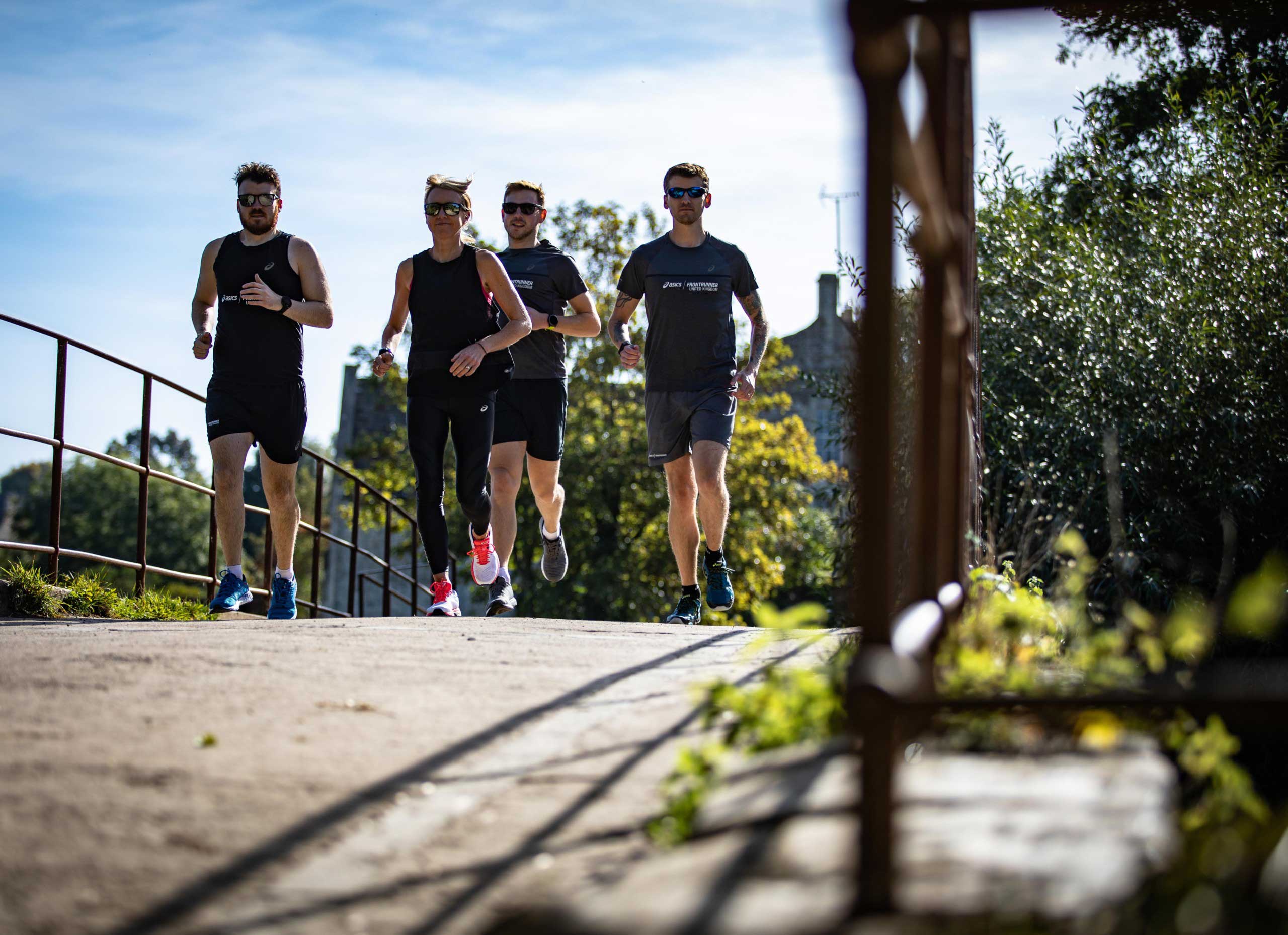 Group of people running together