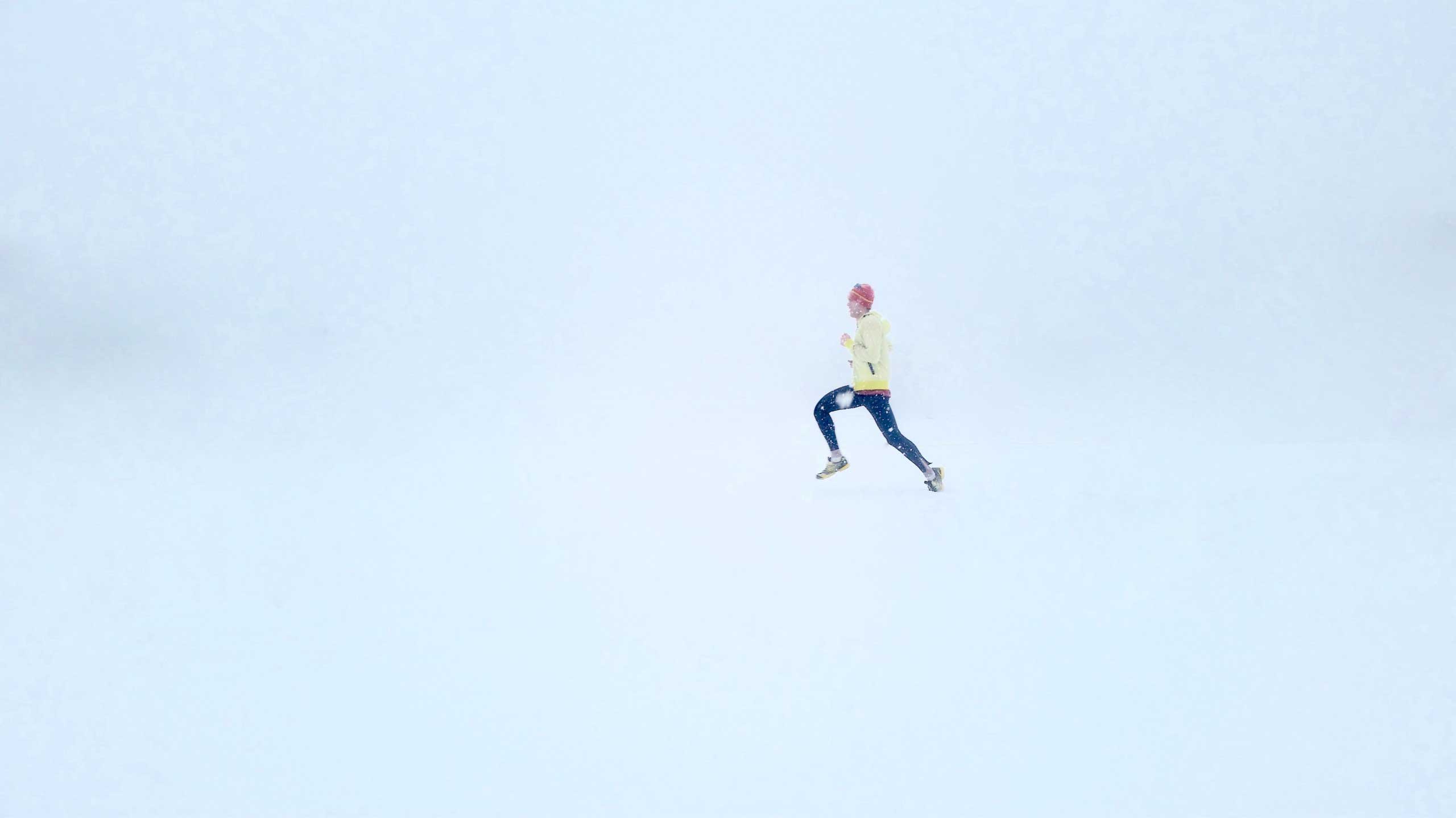 Man running in the snow