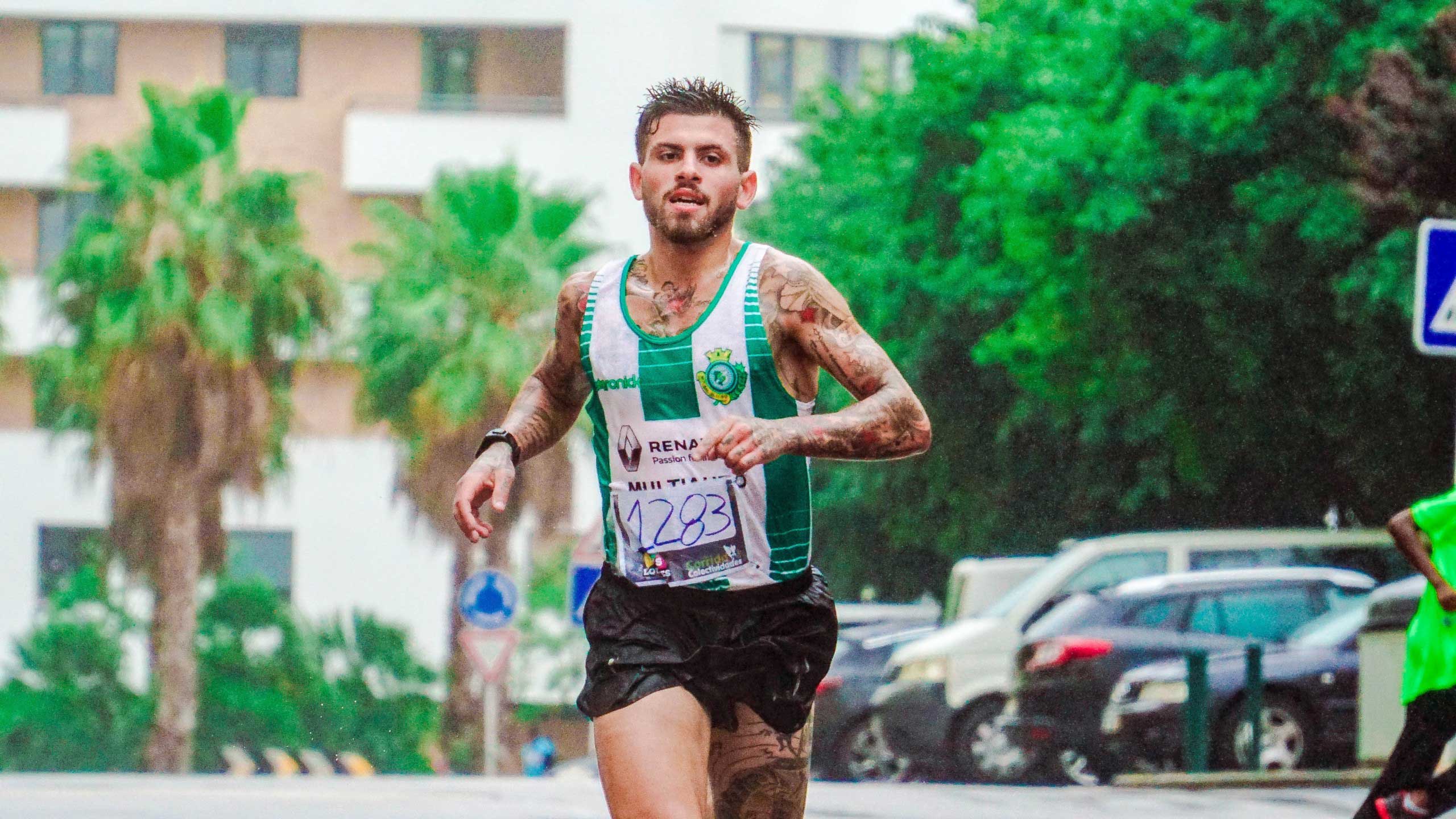 Man running a race