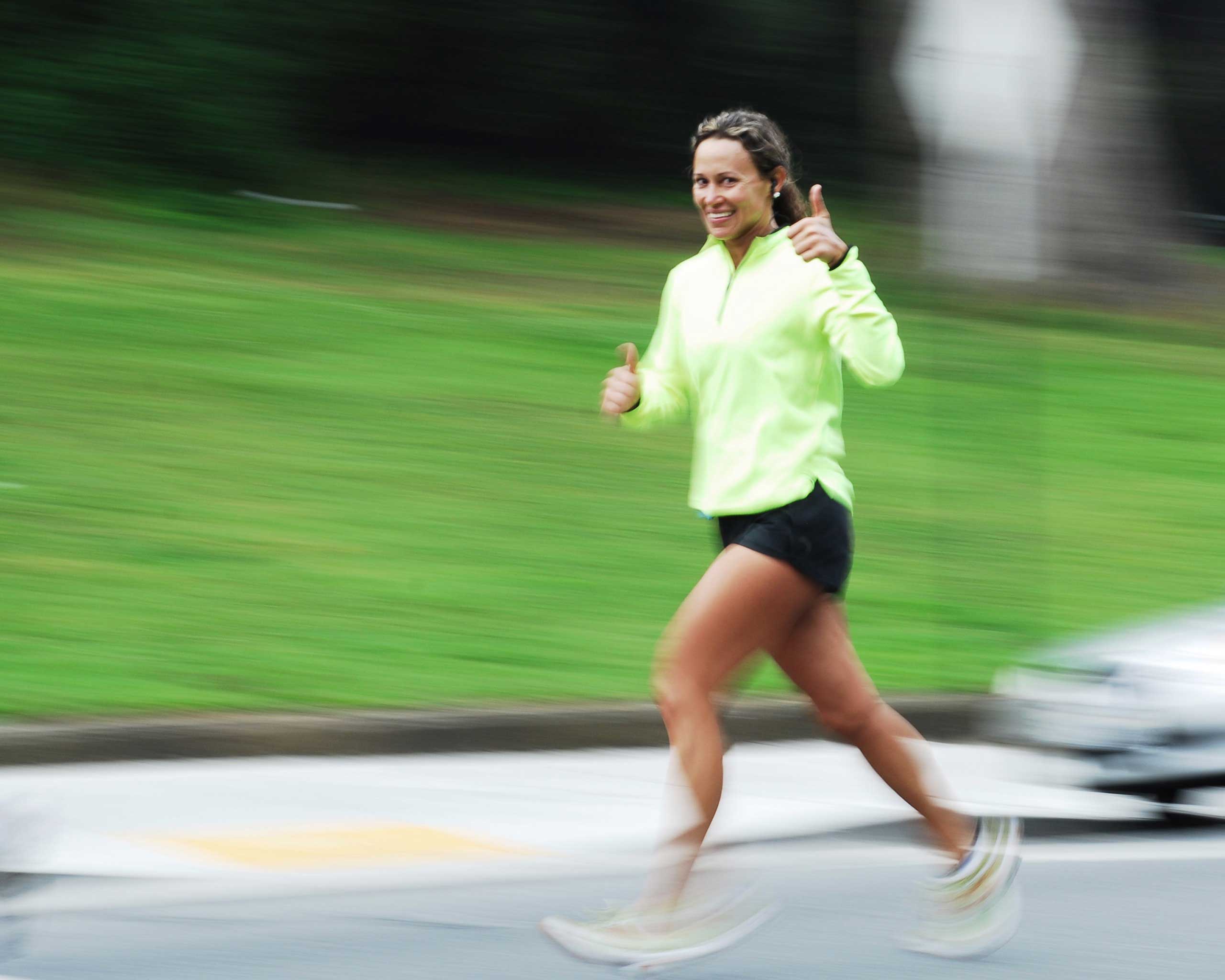 Woman running fast
