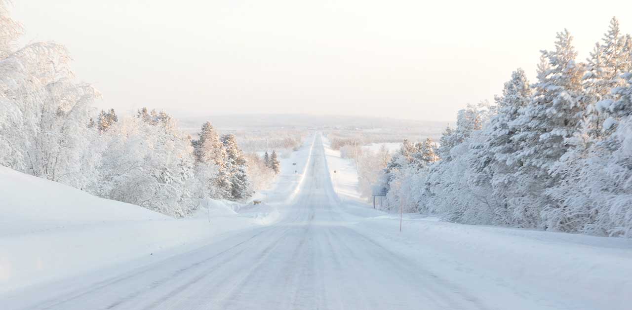 Icy road in Finland