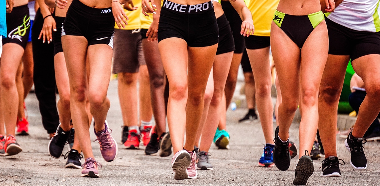 Group of runners running together