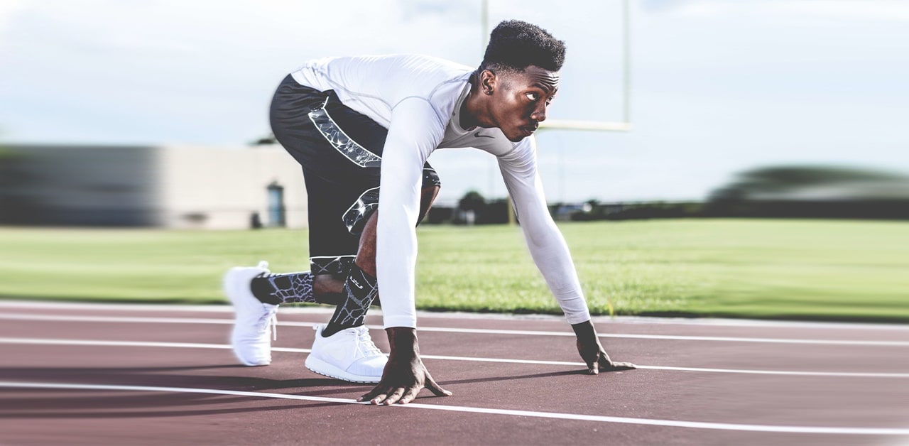 Man running on a track