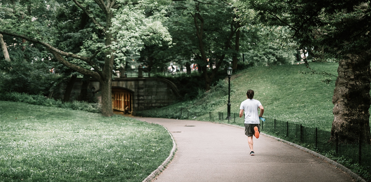 Man running in a park