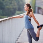 Woman stretching before a run
