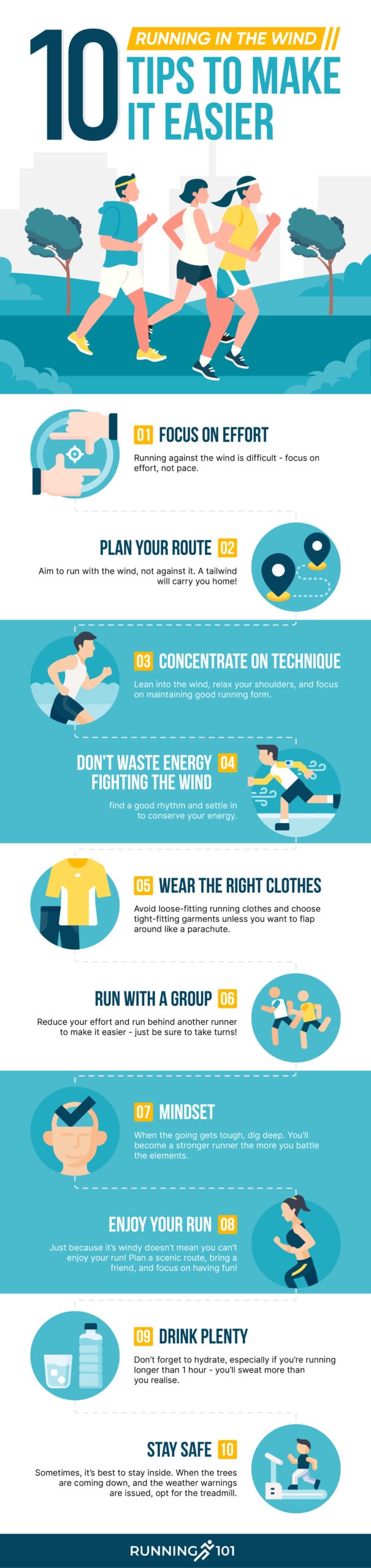 tips for running in the wind infographic