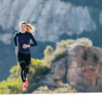 Woman running in the wind